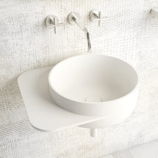 DUO 19&Prime; Wide Wall-Hung Washstand by Ideavit in matte white, featuring a deep round basin and convenient countertop space