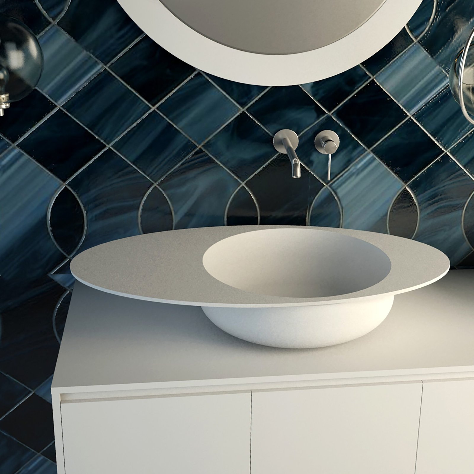 Ideavit CAP 32 Freestanding Washbasin Detailed shot of the Ideavit CAP 32 Freestanding Washbasin, emphasizing its smooth matte surface and minimalist design