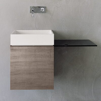 The P40/P50 premium washstand by Moab80 combines sleek proportions with a minimalist design