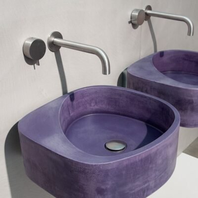 ELLE line purple concrete wall washbasin, a handcrafted masterpiece