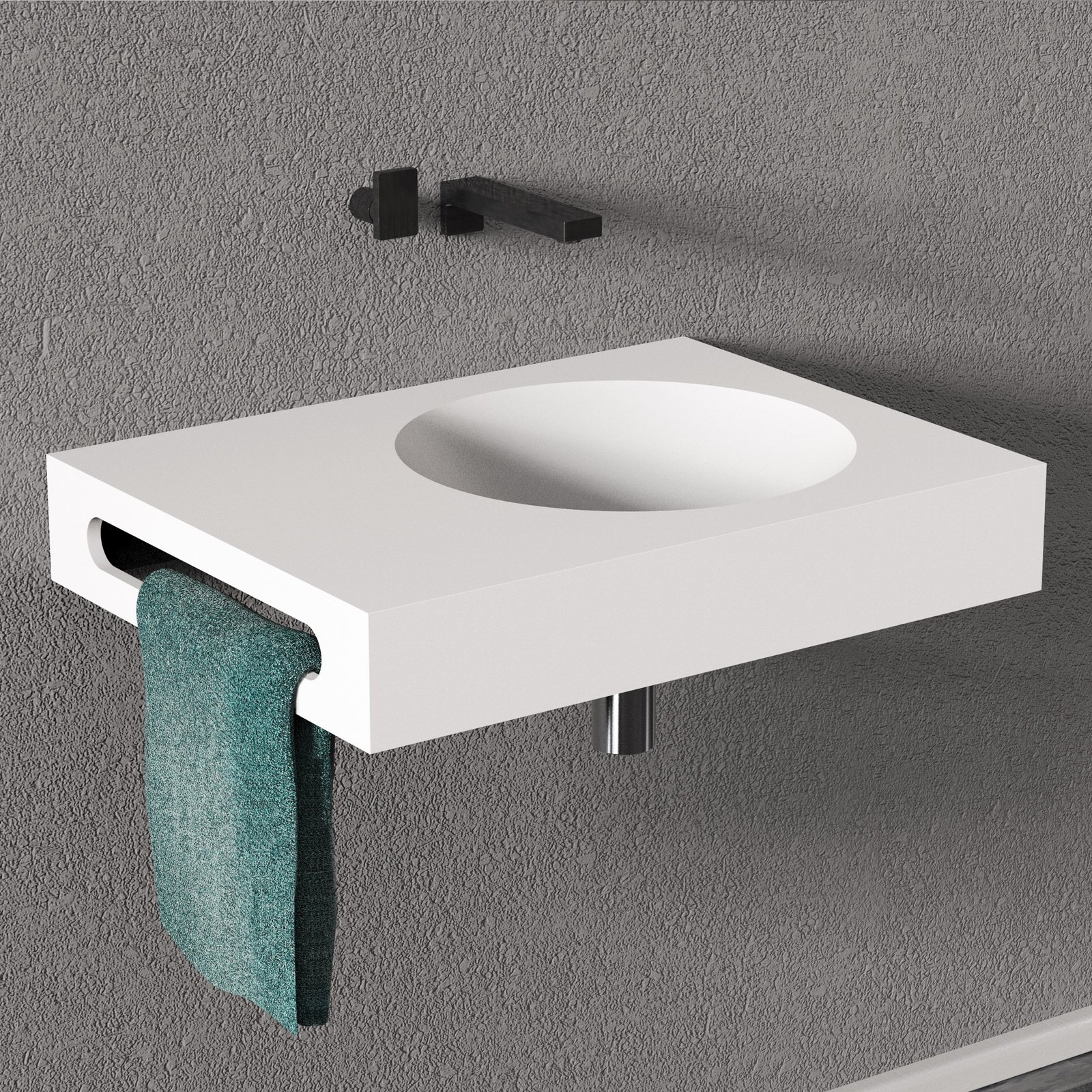 24″ NEXT Wall-Hung Washstand by Ideavit, crafted from solid surface material with a sleek, low-profile design