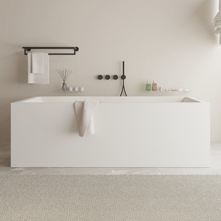 The VITAS bathtub The VITAS bathtub featured in a luxurious bathroom, highlighting its premium Solid Surface material