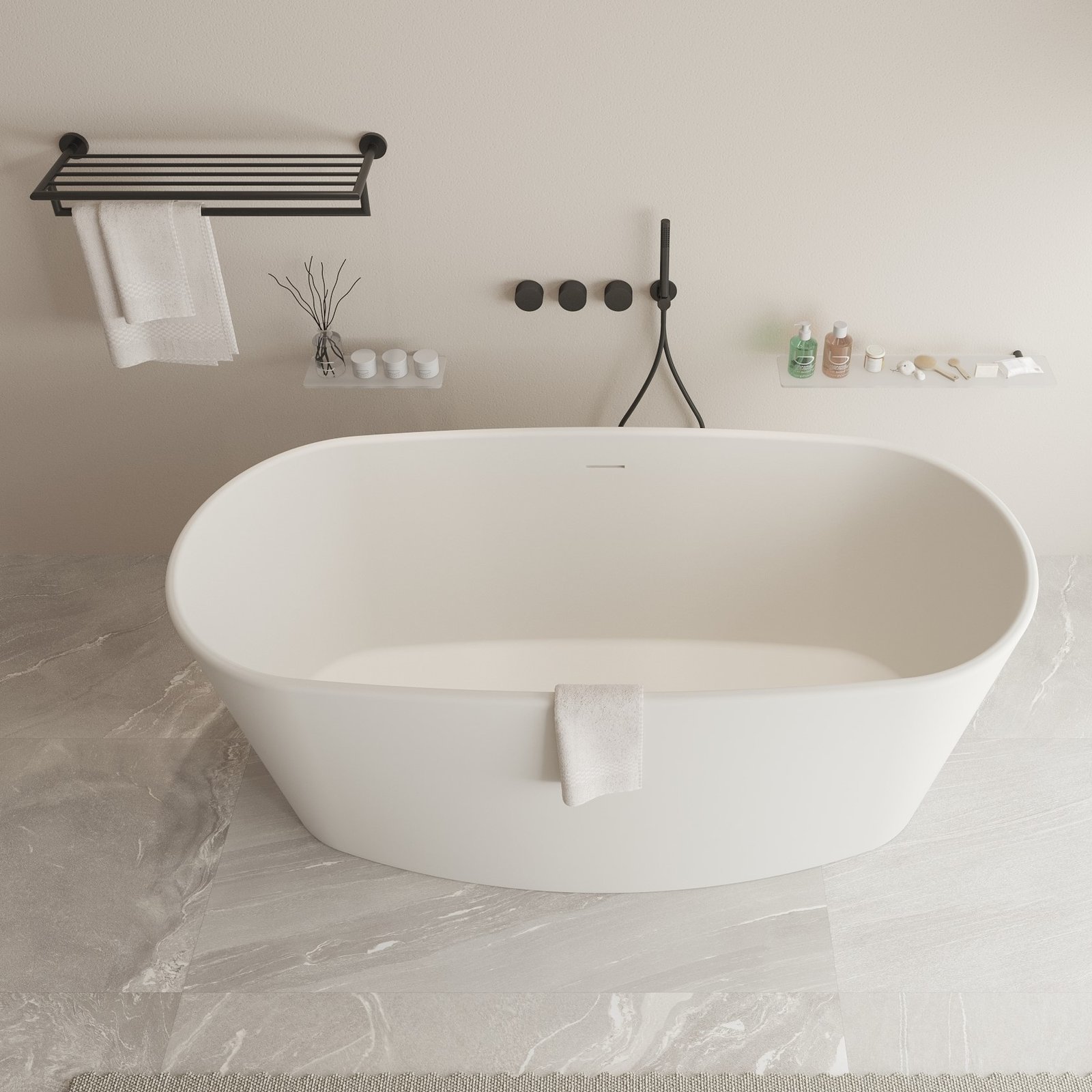 Sophisticated GLAM freestanding bathtub with customizable finishes