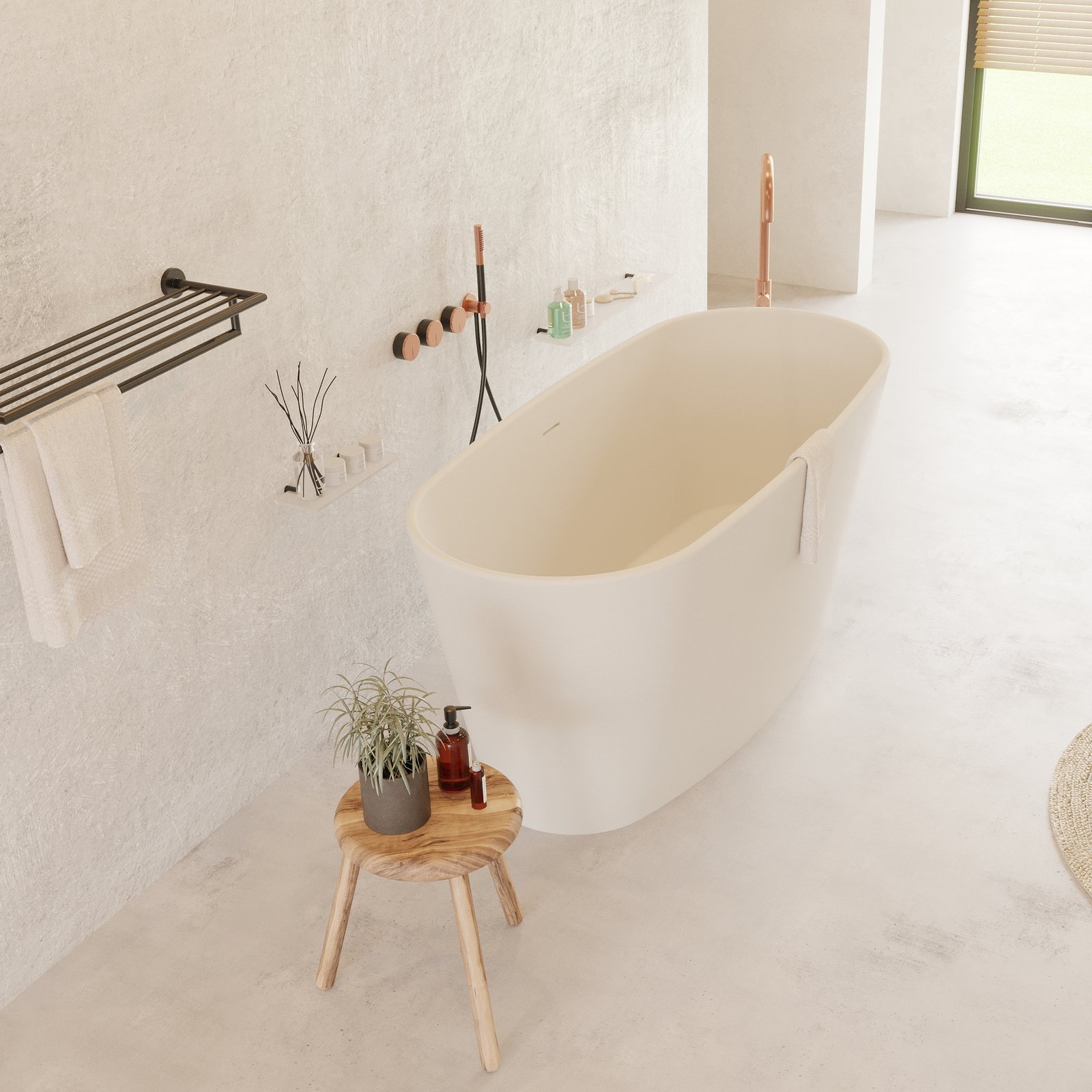 Ideavit's GLAM Freestanding Bathtub, featuring a blend of modern aesthetics and functionality