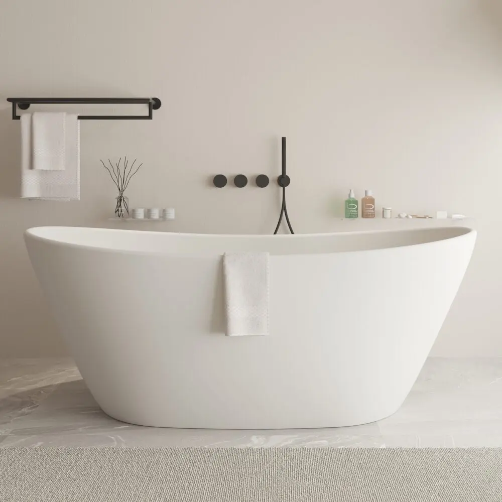 Ideavit SEAL Luxury Oval Freestanding Bathtub in matte white with solid surface material