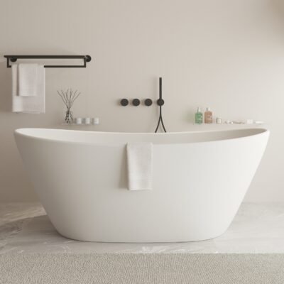 Ideavit SEAL Luxury Oval Freestanding Bathtub in matte white with solid surface material