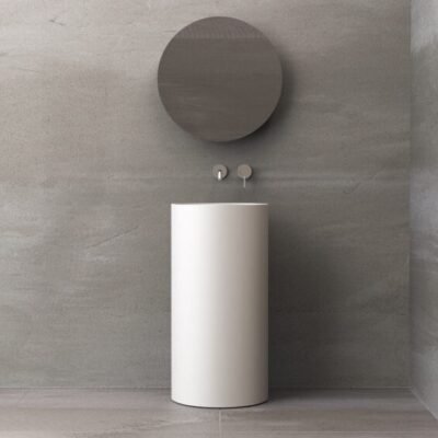 Ideavit ROLL circular bathroom pedestal sink in matte white