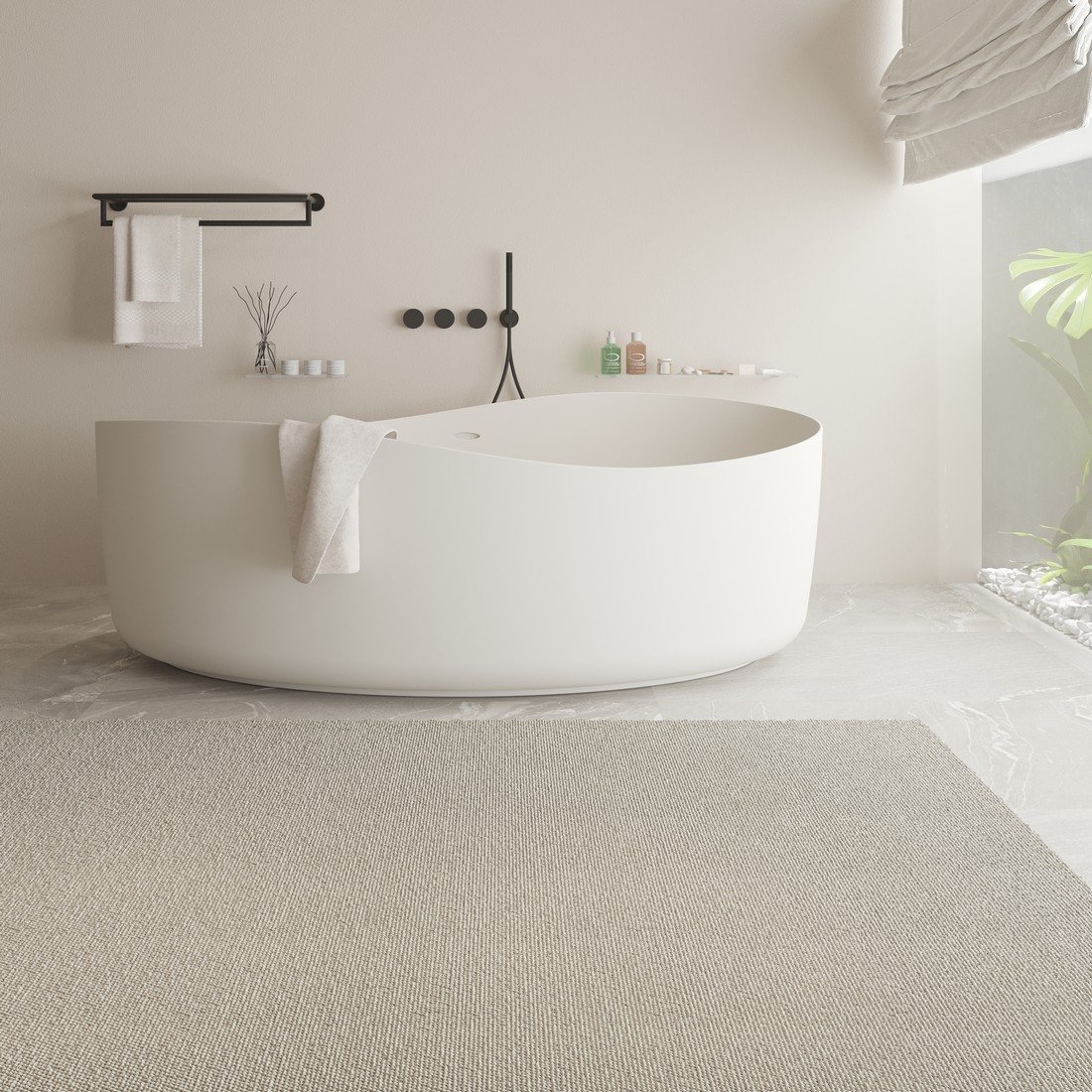 Solid surface Harmony Freestanding Bathtub, designed to create a serene, spa-like atmosphere in your bathroom