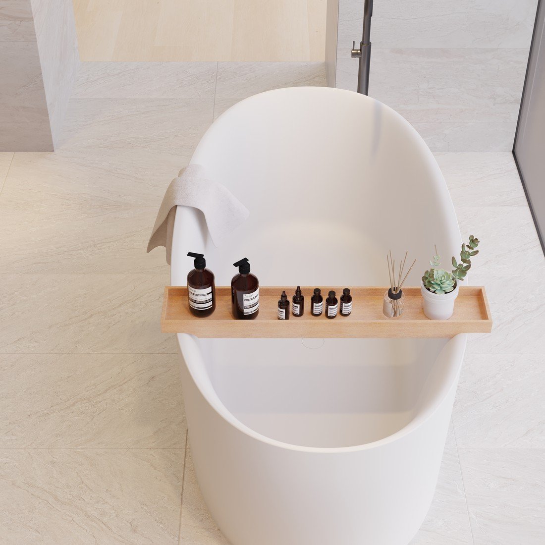 Luxurious CLIFF Freestanding Bathtub by Ideavit, crafted from premium solid surface material