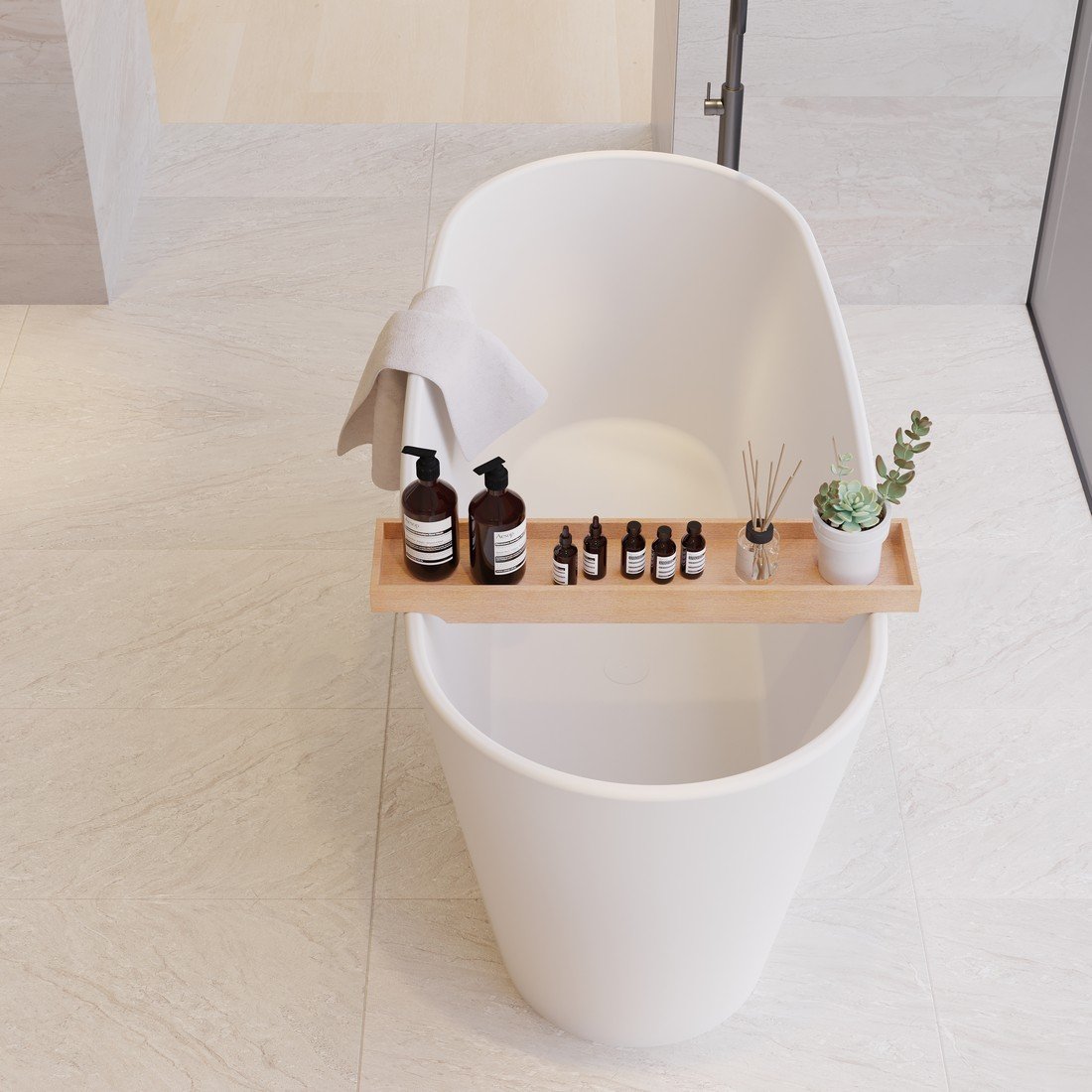 Luxurious GLAM freestanding bathtub with a solid surface build