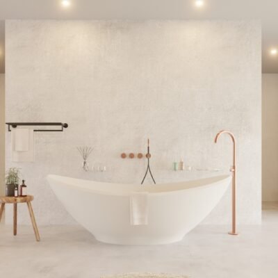 Ideavit LECTUS freestanding bathtub with a sleek 1-inch perimeter edge