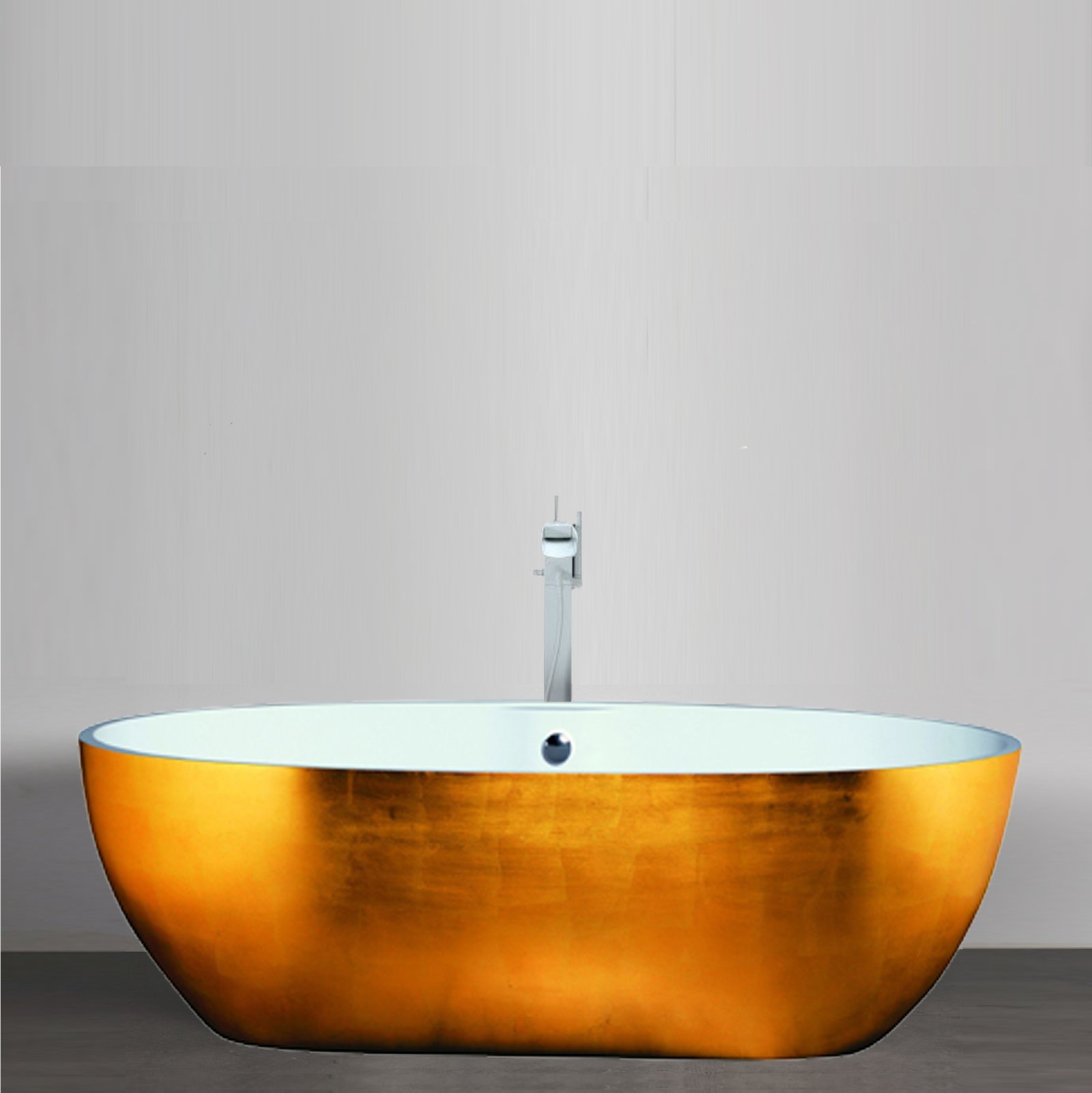 Freestanding Stone1 Yellow Gold Bathtub Freestanding Stone1 Yellow Gold Bathtub featuring polished chrome trims and a radiant yellow-gold finish