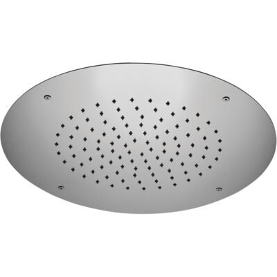 A 16-1/2″ round stainless steel rain shower head by Rain Therapy, offering a limescale-free rainfall effect with eco-conscious, Italian-crafted design