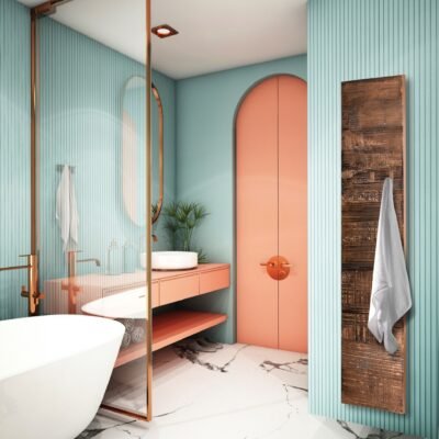 Ateliers CINIER Granit towel warmer radiator with a luxurious, hand-painted blackened copper