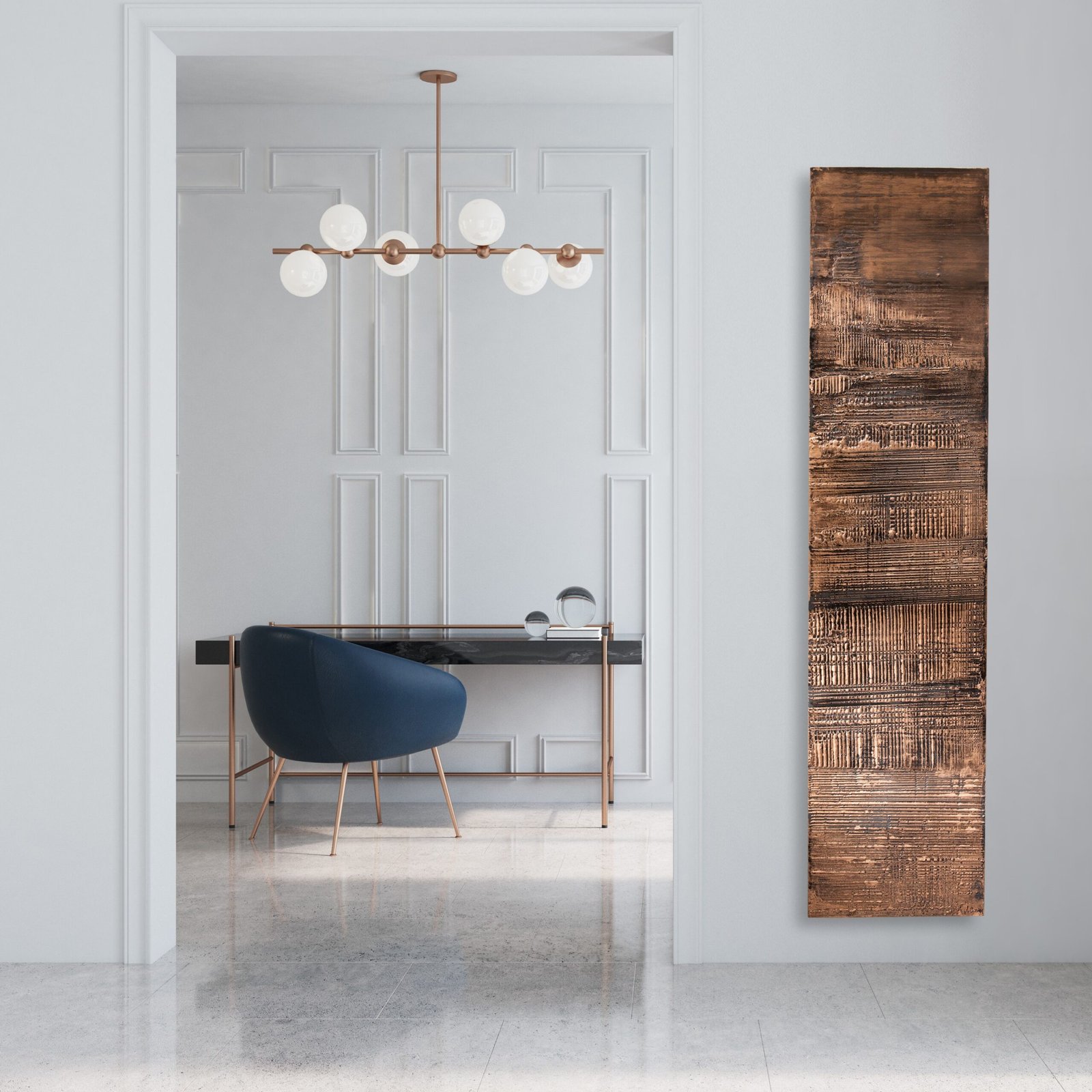 Unique Granit bath towel warmer radiator featuring textured contrasts of matte and glossy surfaces