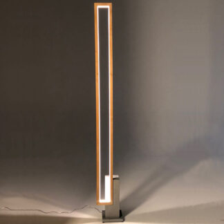 Cinier Mire premium floor LED light lamp with 700 LEDs, an elegant ash wood frame, and a raw concrete stone base