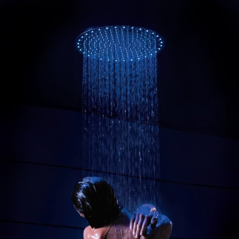 Luxury chromotherapy shower head featuring solid brass construction, advanced LED lighting, and anti-limestone silicone nozzles