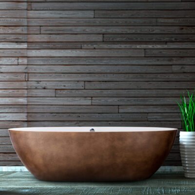 Transform your bathroom into a serene escape with the Stone1 Freestanding Bronze Bathtub by AquaDesign. Its elegant bronze finish and spacious design deliver a luxurious bathing experience