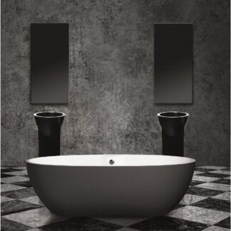 STONE1 Freestanding Bathtub by AquaDesign in matte white with grey accent