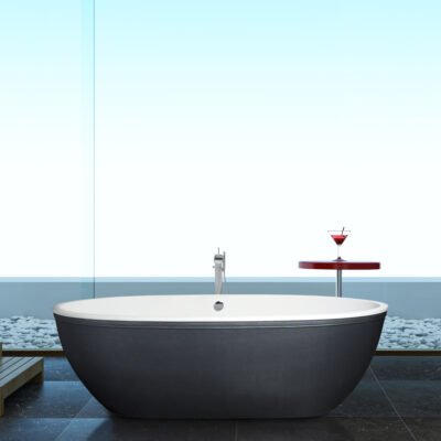 Leather Freestanding Bathtub by AquaDesign in matte finish