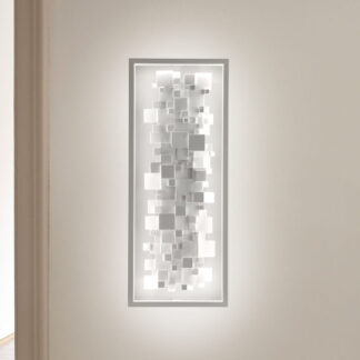 Sleek Atlantis LED light fixture by CINIER, featuring steel and stone craftsmanship with white lacquer frames