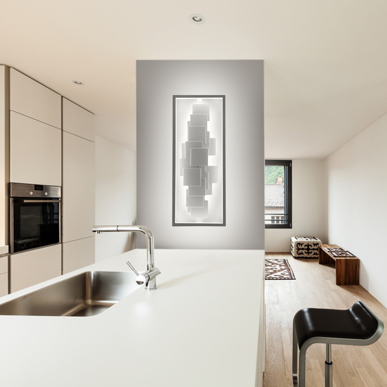 Sculptural LED light fixture by CINIER, featuring customizable mood lighting with sleek, handcrafted details