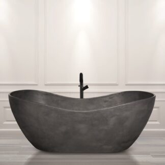 The Aquamar Freestanding Bathtub by AquaDesign, with its Cristalplant construction and Tadelakt finish, blends luxurious design and unparalleled comfort