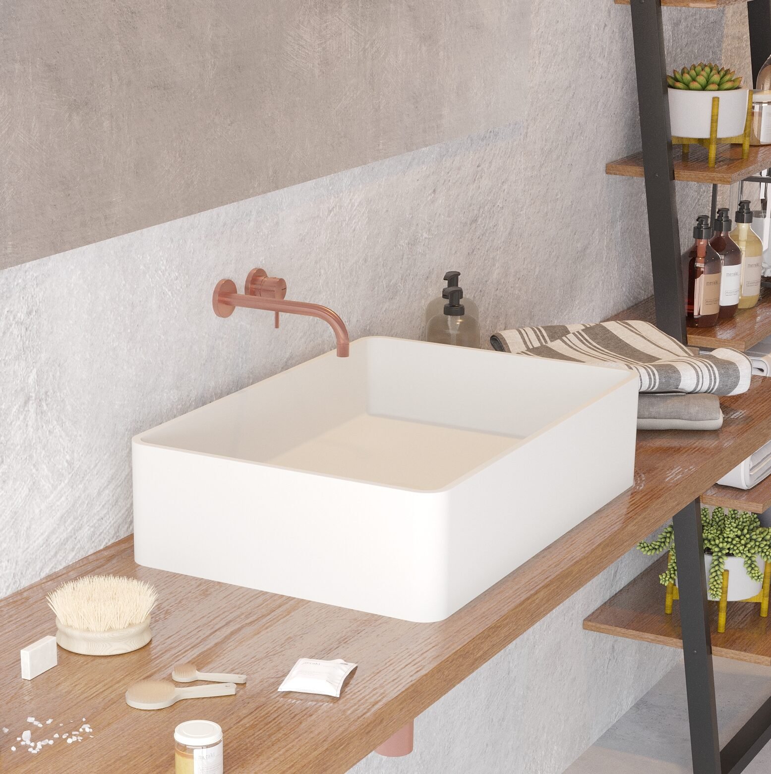 Premium white rectangular washbasin by Ideavit
