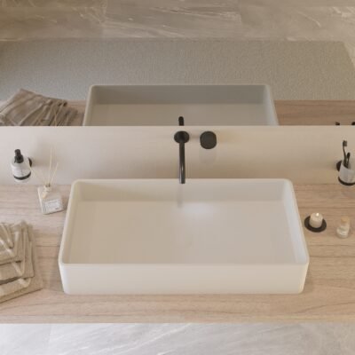 TOP rectangular luxury bathroom sink crafted from durable solid surface material