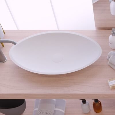 JAZZ Counter Vessel in matte white finish, a freestanding washbasin with sleek lines