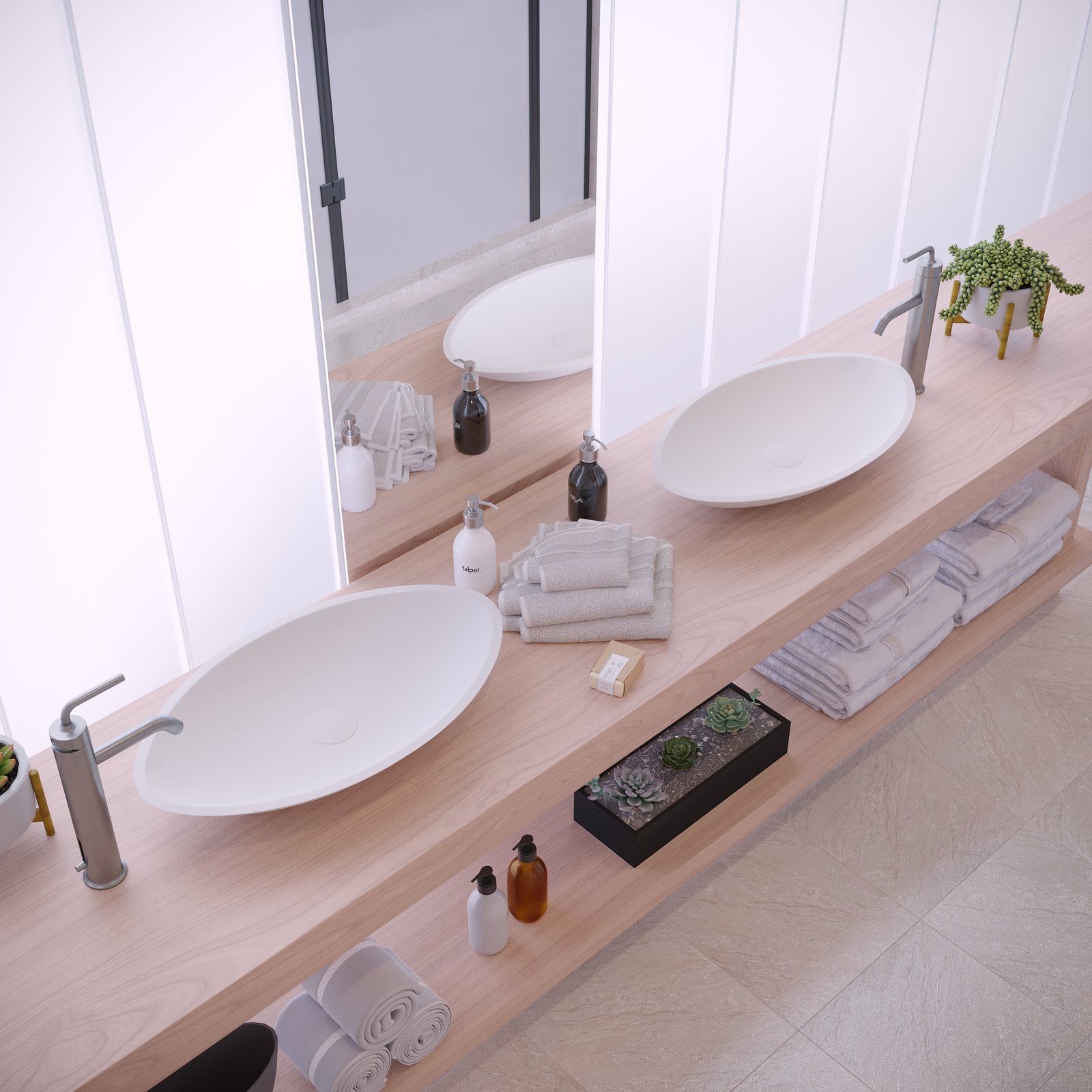 Modern JAZZ Counter Vessel Modern JAZZ Counter Vessel with minimalist design, constructed from high-quality solid surface material