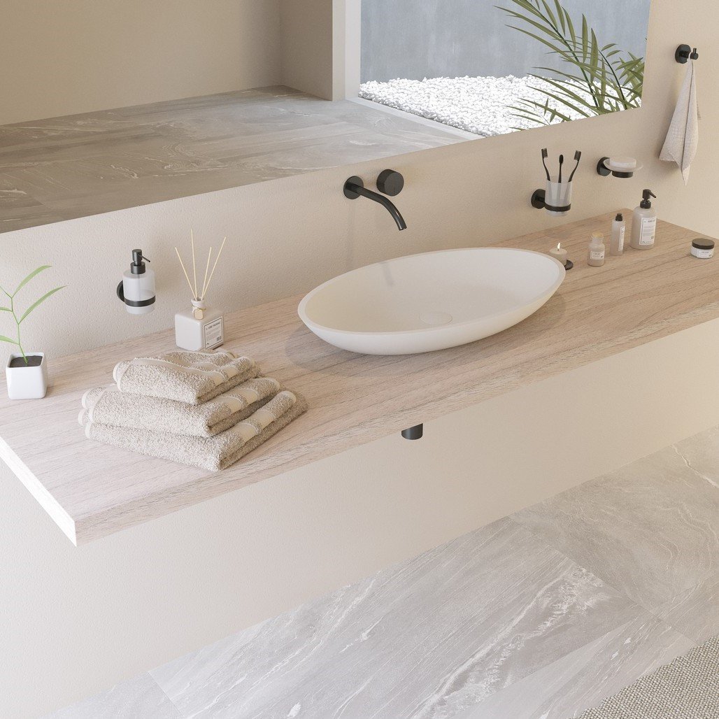 JAZZ Counter Vessel by Ideavit Contemporary JAZZ Counter Vessel by Ideavit, crafted from durable solid surface material, featuring a seamless design