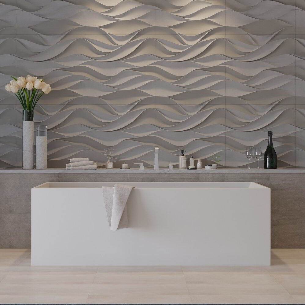 STAR-designed rectangular freestanding bathtub by Ideavit in a modern bathroom