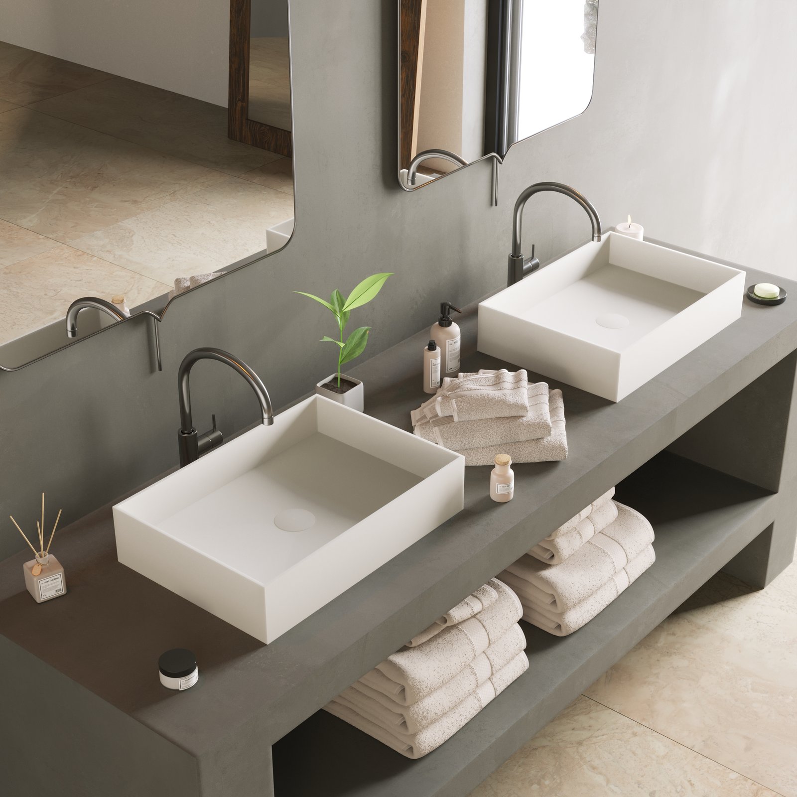 Freestanding JOY Counter Vessel Freestanding JOY Counter Vessel featuring a minimalist design and smooth matte white finish