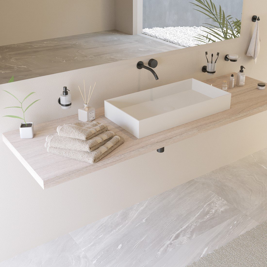 Freestanding JOY 75 Counter Vessel Freestanding JOY 75 Counter Vessel with a 30-inch diameter, crafted from IDEAVIT Solid Surface for a durable and refined look