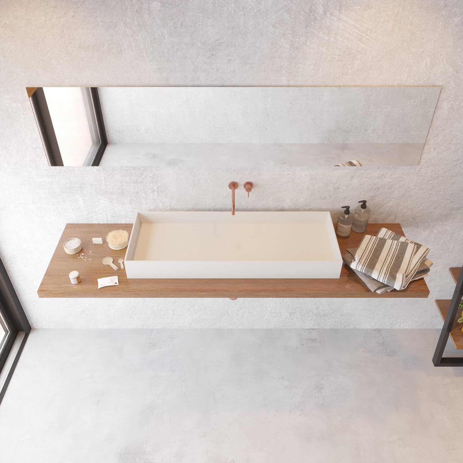 Freestanding JOY 100 Counter Vessel Freestanding JOY 100 Counter Vessel in sleek matte white, featuring an elegant top drain and spacious 39-inch diameter