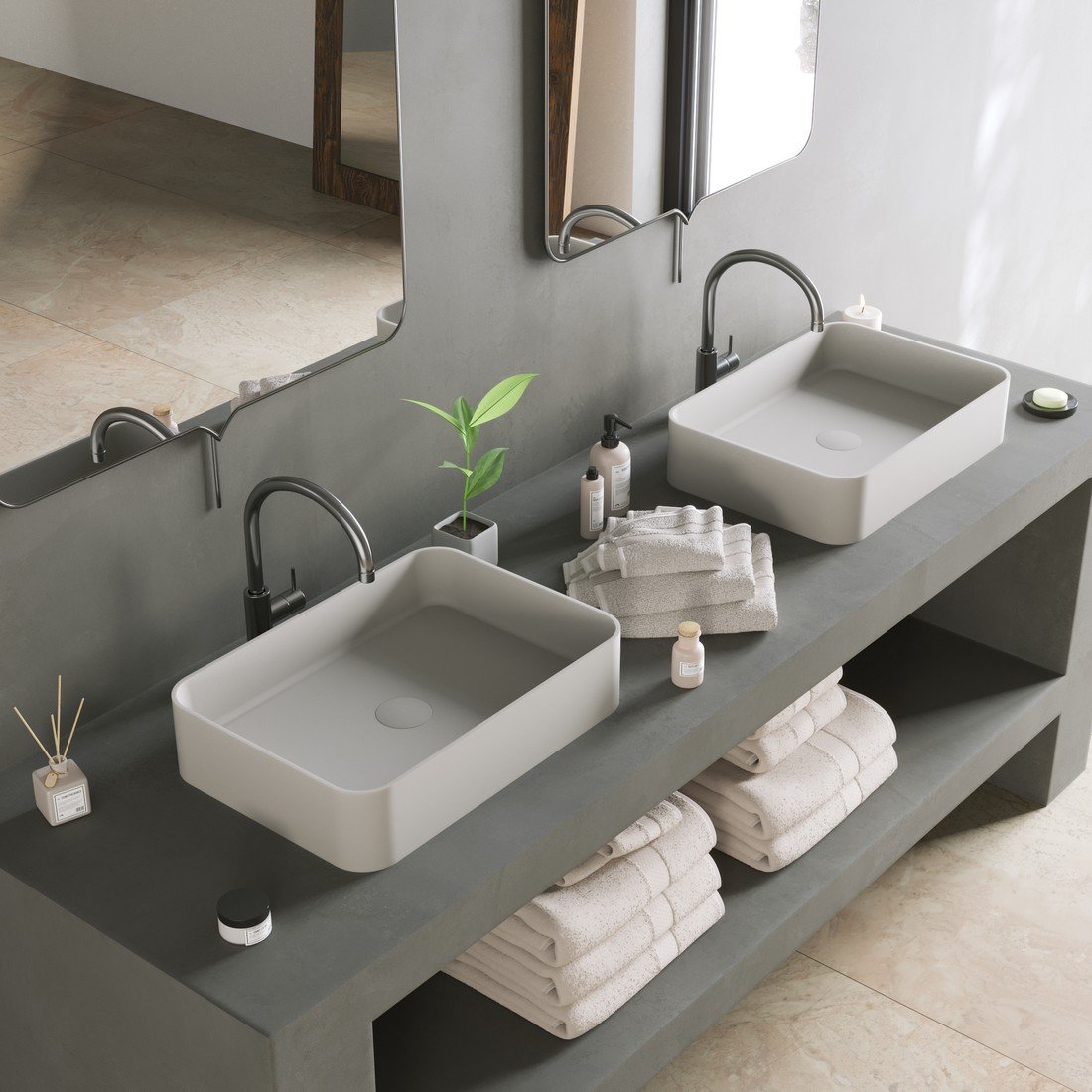 THIN Rectangular Counter Vessel, showcasing a ¼" thick edge