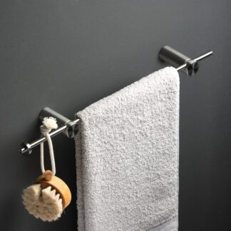The ELEMENTA premium towel bar by Ritmonio, a 15-1/2&Prime; wide stainless steel accessory crafted with Italian design excellence