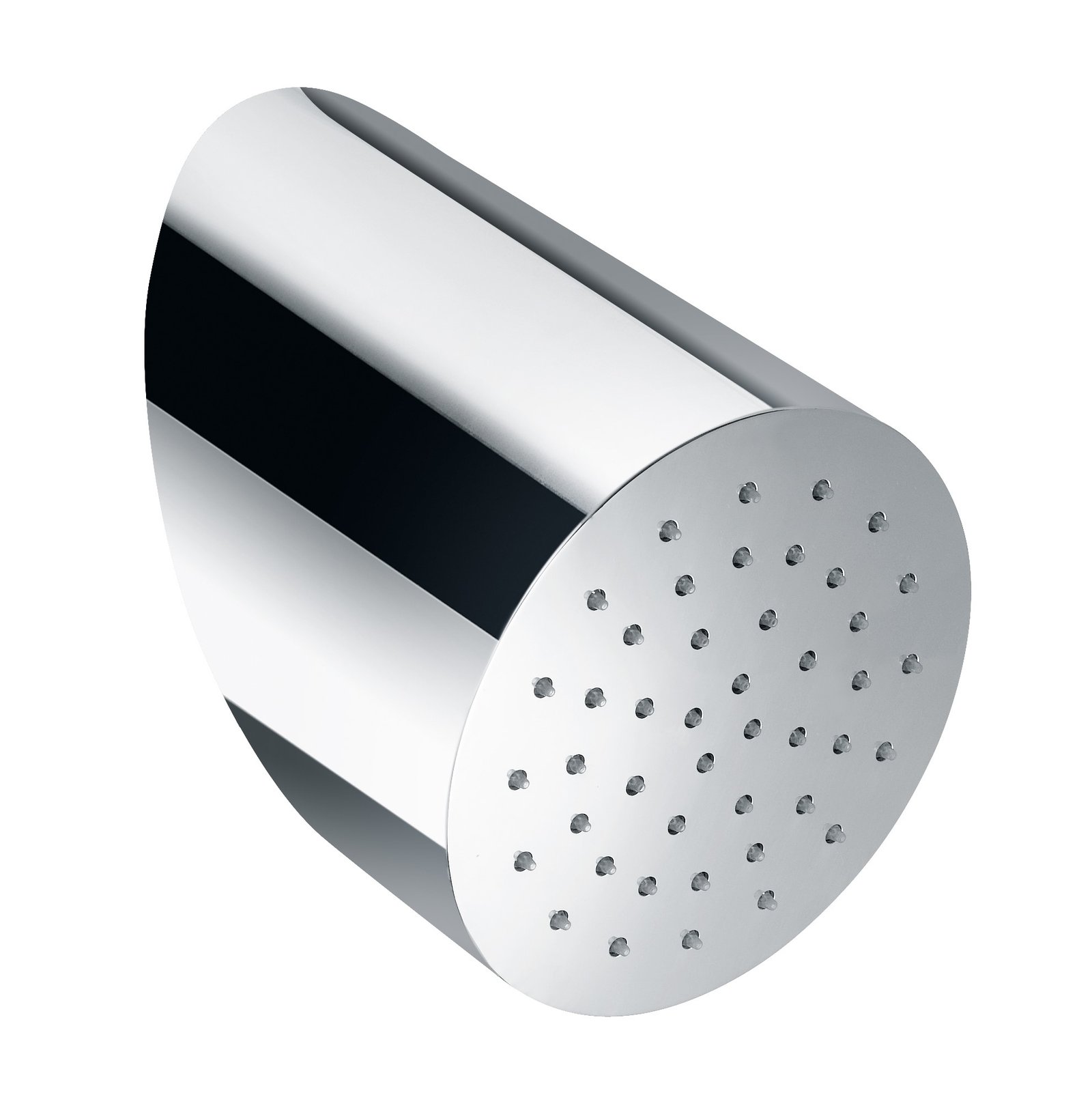 Elegant wall-mounted round rainfall shower head with 40 rubber nozzles, delivering a 3.2 gpm flow