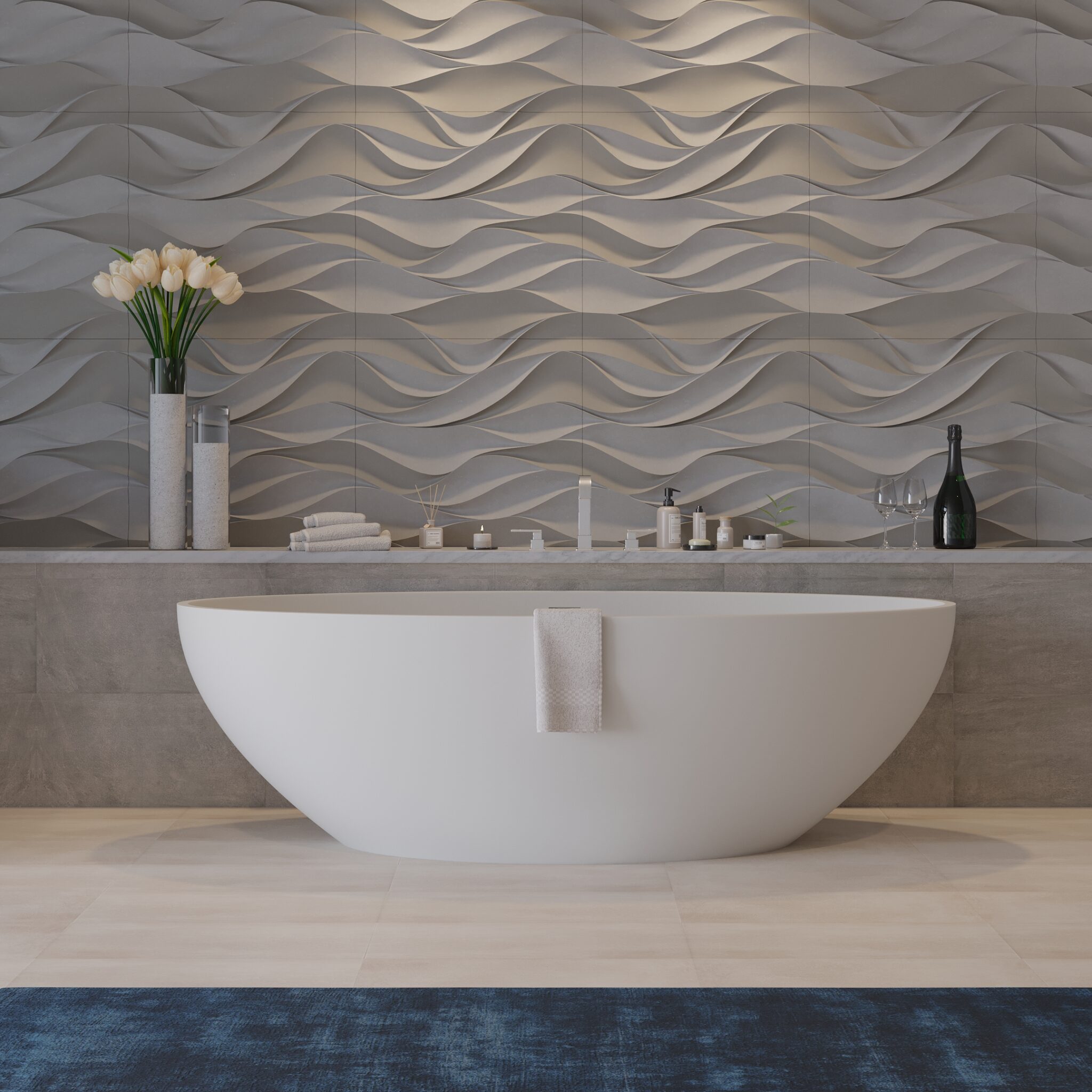 White Solid Surface Freestanding Tub