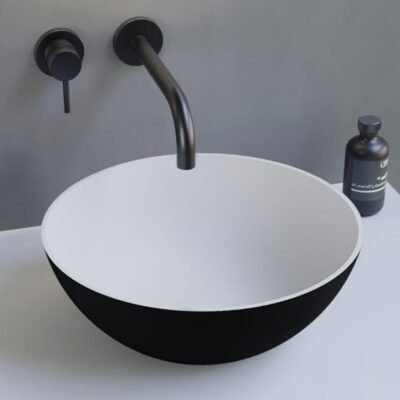 Ideavit Collection 2023 Premium Bicolor Freestanding Washbasin with matte black exterior and white interior