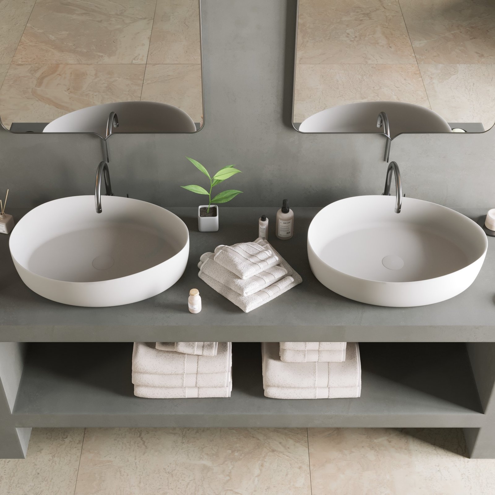 HARMONY Counter Vessel by Ideavit Durable and stylish HARMONY Counter Vessel by Ideavit, featuring a seamless matte white surface made from advanced Solid Surface material