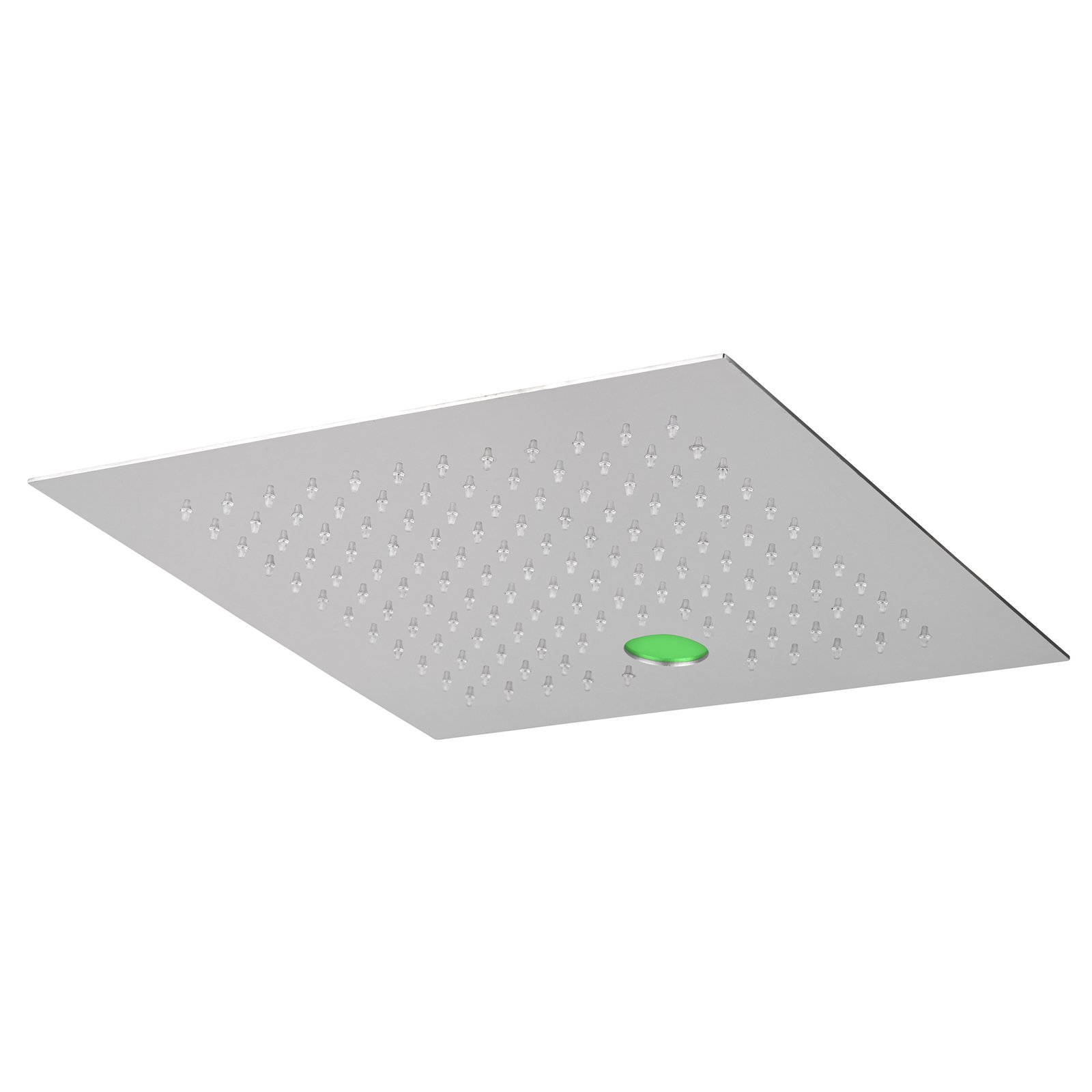 Ceiling-mounted 13-3/8" square shower head Ceiling-mounted 13-3/8" square shower head with chromotherapy LED lighting, combining European-inspired design and advanced functionality