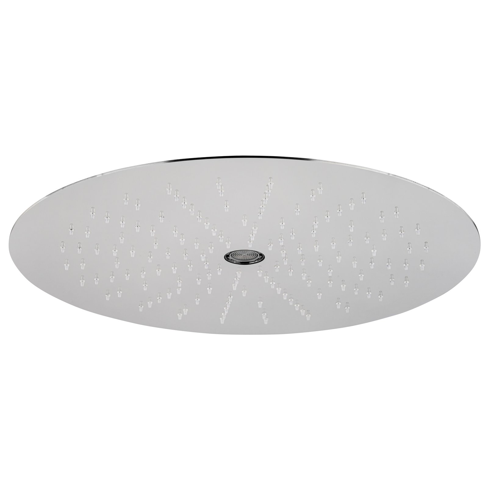 The 17-1/2″ Round Rain Shower Head and Tub Filler features a spacious rainfall effect and a built-in tub filler