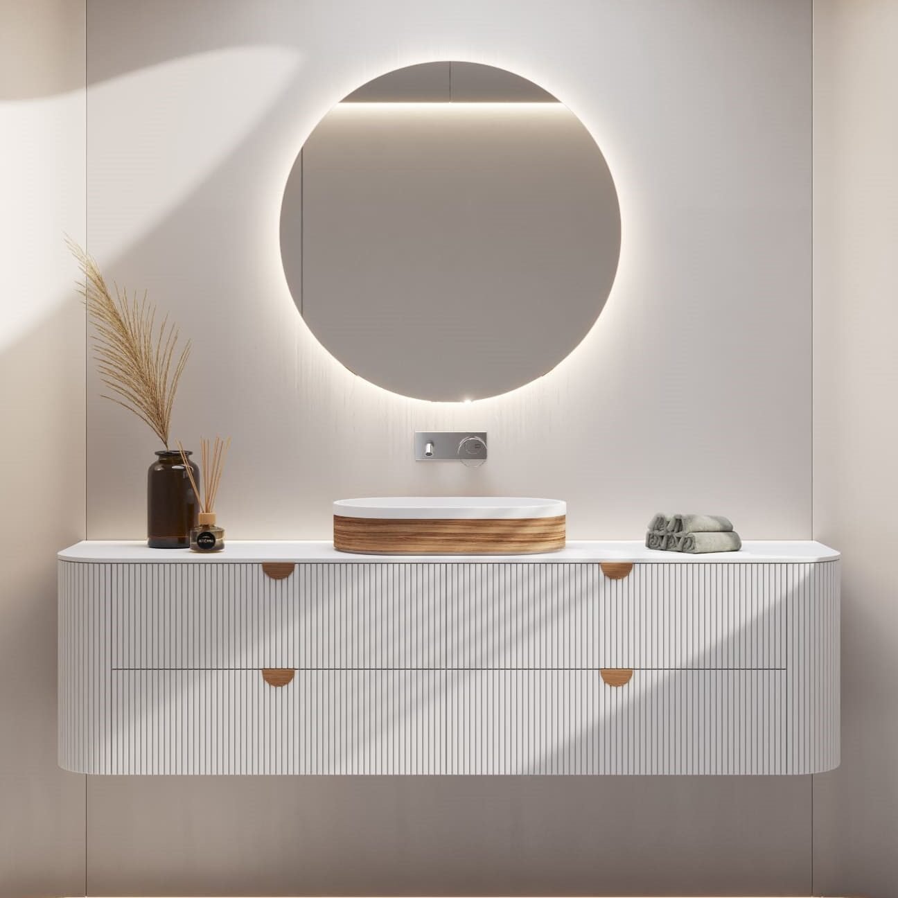 High-end wooden washbasin by IMAGE High-end wooden washbasin by IMAGE, combining natural wood with resilient epoxy resin