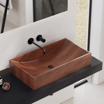 St Antoine Wooden Counter Vessel in oak – A luxurious rectangular basin crafted from solid wood