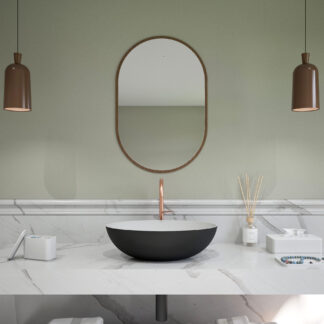 Bicolor Freestanding Washbasin with matte black exterior and white interior