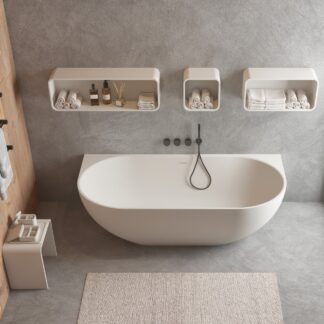 Back-to-Wall Bathtub from Ideavit, designed for luxury and functionality