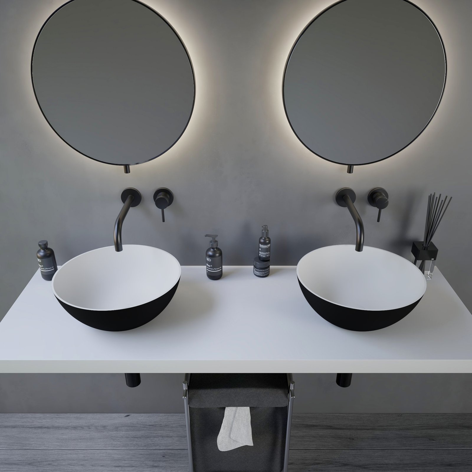 MOD. PS IDV 280181 Freestanding Washbasin by Ideavit MOD. PS IDV 280181 Freestanding Washbasin by Ideavit with sleek bicolor design in Solid Surface material