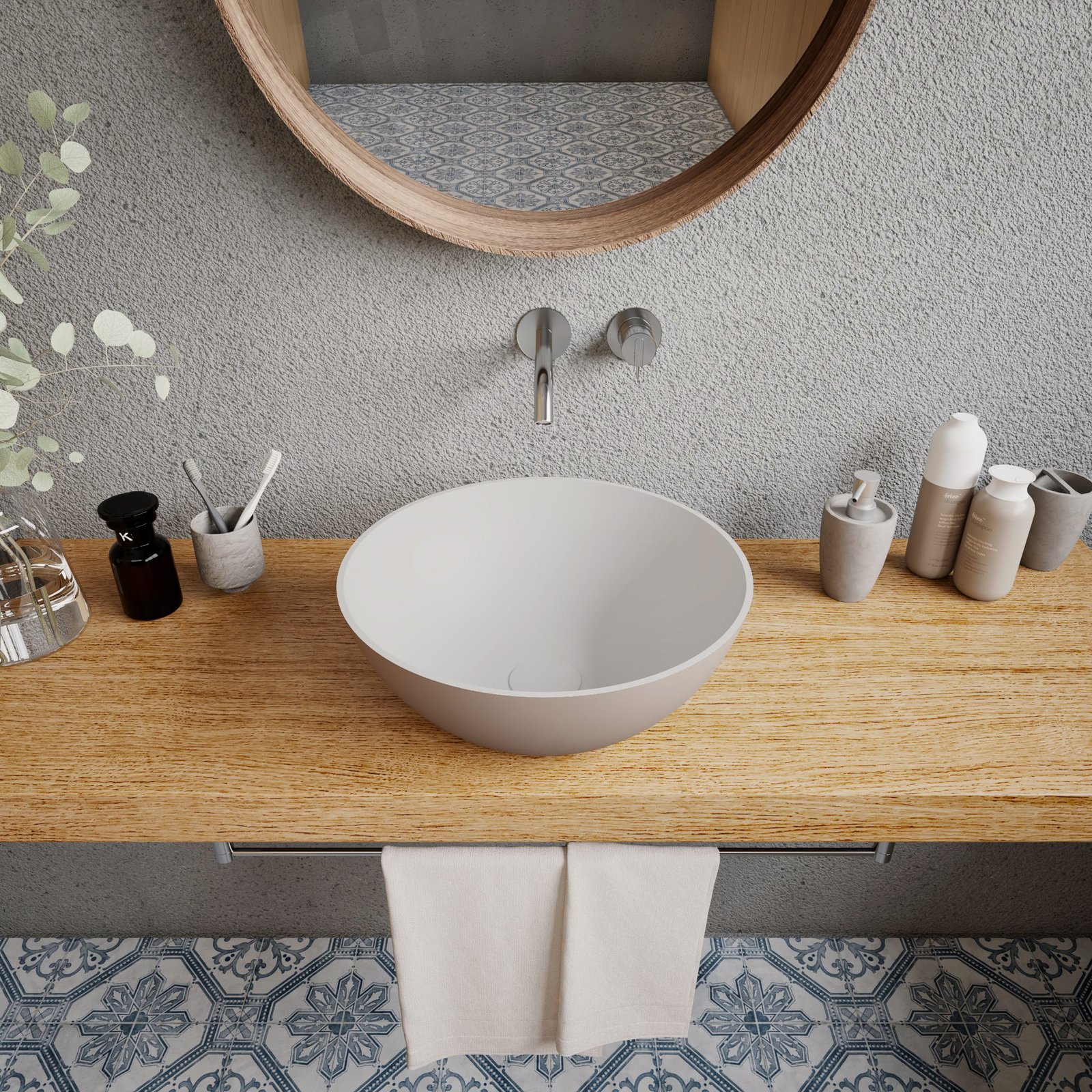 Ideavit Premium Bicolor Freestanding Washbasin Ideavit Premium Bicolor Freestanding Washbasin in matte beige and white